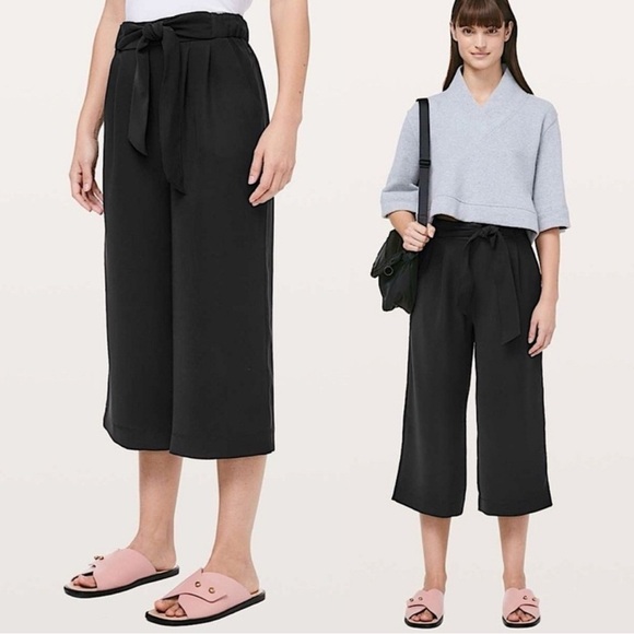 Lululemon Noir Black Capri Flowy Wide Leg Pant - Picture 1 of 5